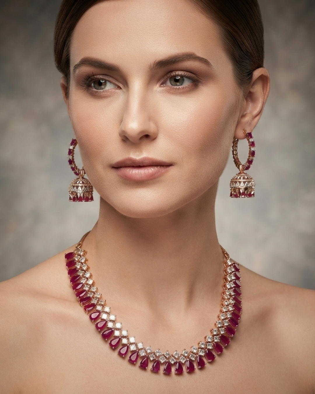 Diva American Diamond Style Necklace Set - Rose Gold (Limited Edition)