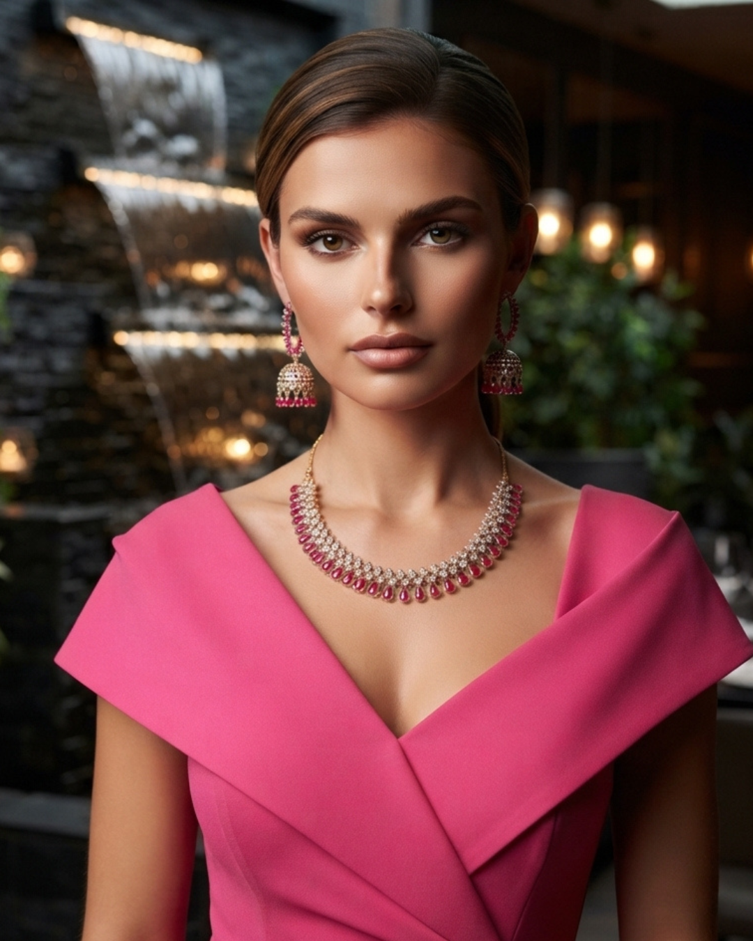Diva American Diamond Style Necklace Set - Rose Gold (Limited Edition)
