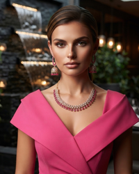 Diva American Diamond Style Necklace Set - Rose Gold (Limited Edition)
