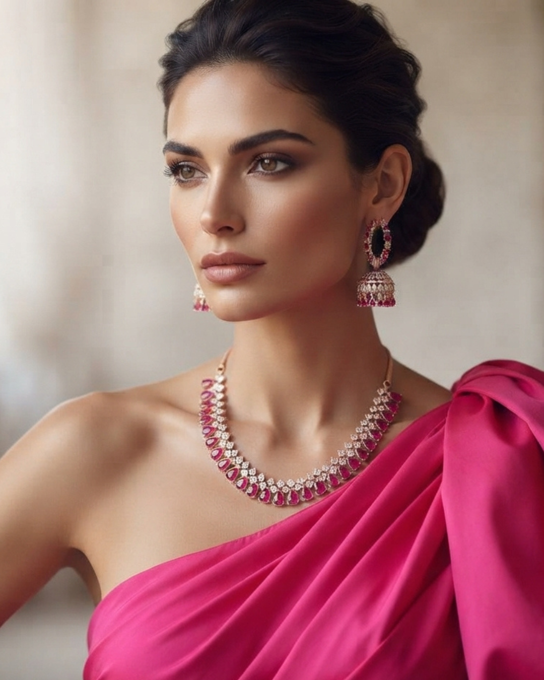 Diva American Diamond Style Necklace Set - Rose Gold (Limited Edition)