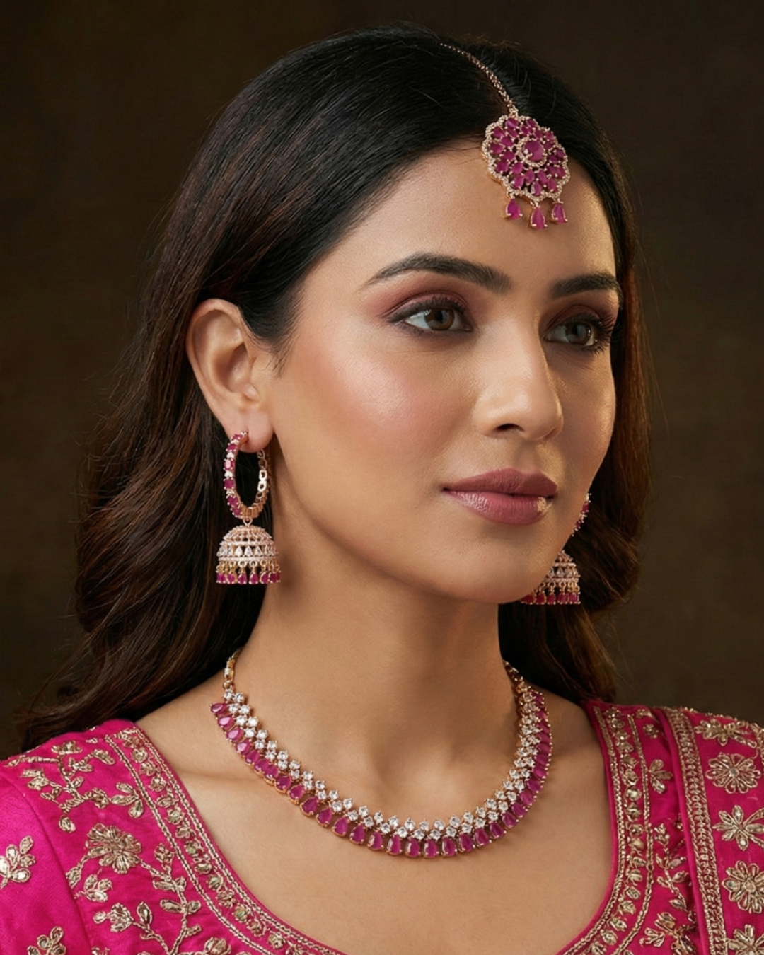 Diva American Diamond Style Necklace Set - Rose Gold (Limited Edition)