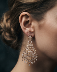 Cubic Zirconia Statement Earrings - Rose Gold