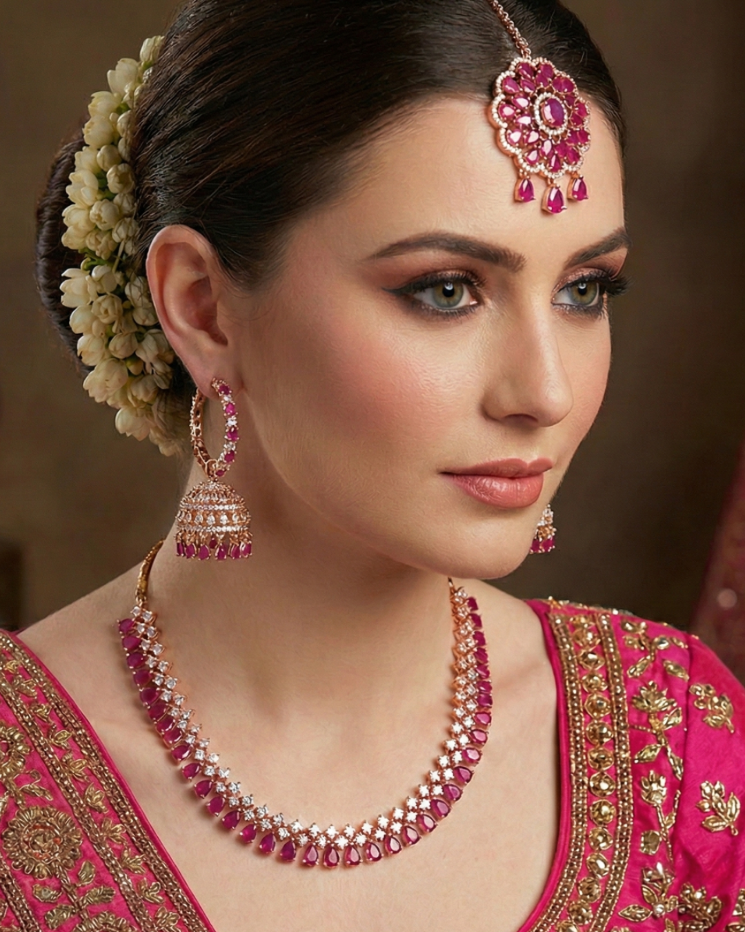 Diva American Diamond Style Necklace Set - Rose Gold (Limited Edition)