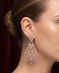 Cubic Zirconia Statement Earrings - Rose Gold