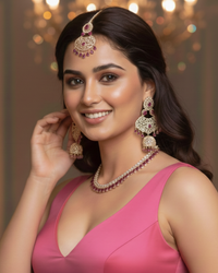 Diva American Diamond Style Necklace Set - Rose Gold / Hot Pink (Limited Edition)