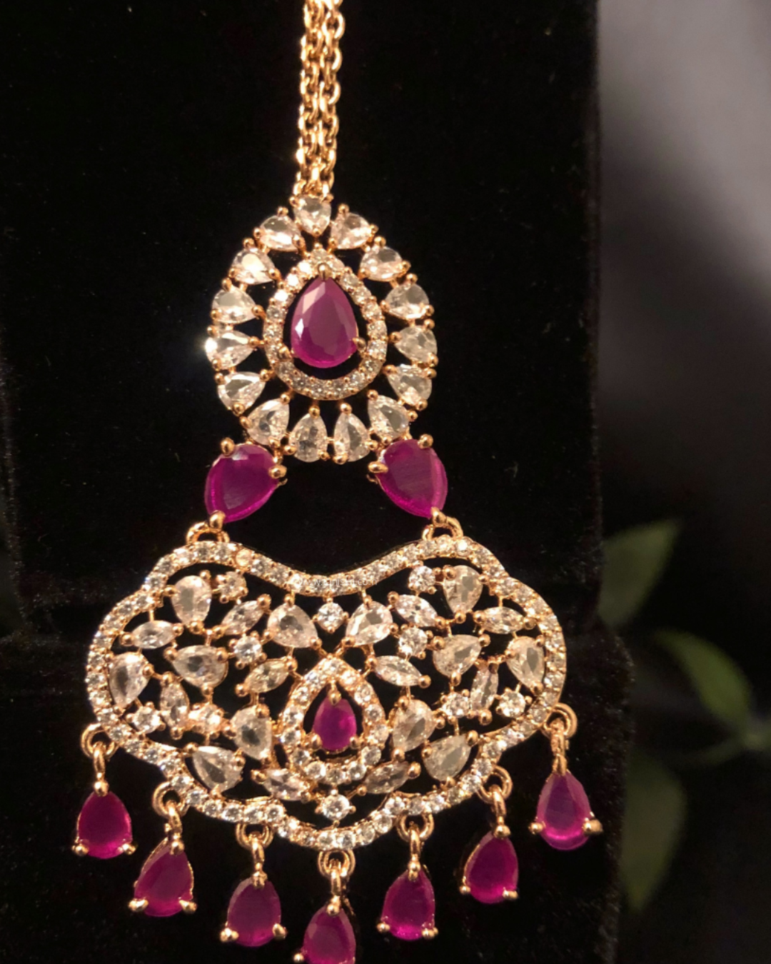 Diva American Diamond Style Necklace Set - Rose Gold / Hot Pink (Limited Edition)
