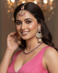 Diva American Diamond Style Necklace Set - Rose Gold / Hot Pink (Limited Edition)