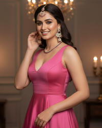 Diva American Diamond Style Necklace Set - Rose Gold / Hot Pink (Limited Edition)