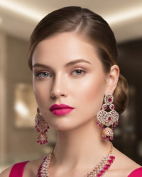 Diva American Diamond Style Necklace Set - Rose Gold / Hot Pink (Limited Edition)