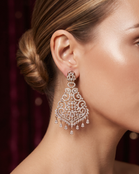 Cubic Zirconia Statement Earrings - Rose Gold