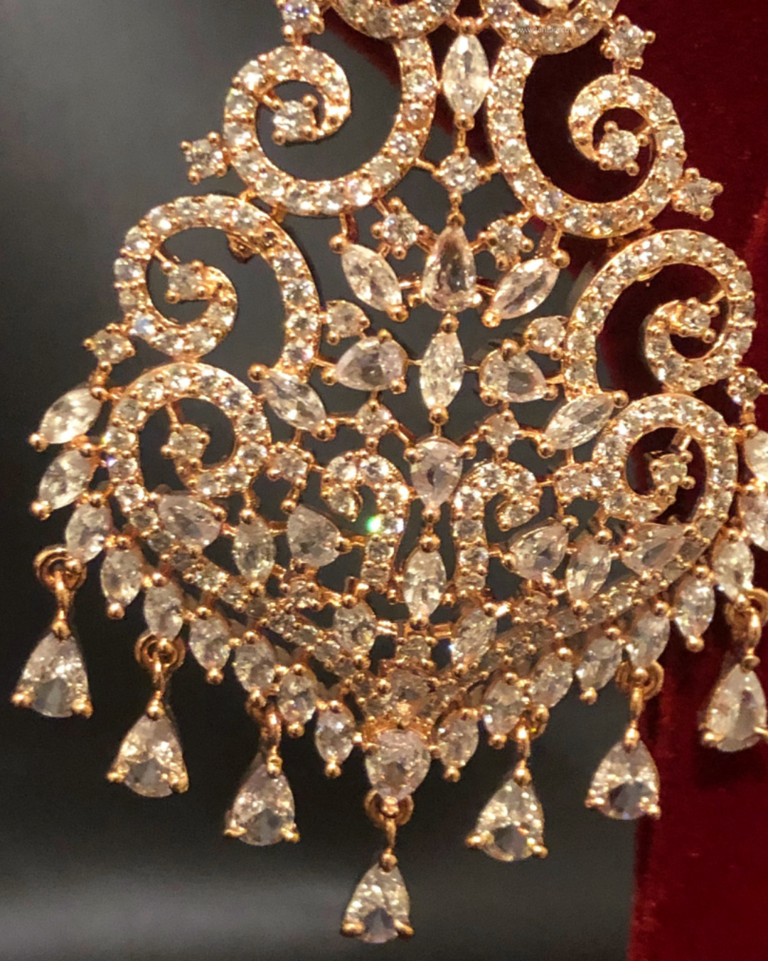 Cubic Zirconia Statement Earrings - Rose Gold