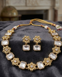 Radiant Crystal & Floral Gold-Tone Set