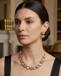 Radiant Crystal & Floral Gold-Tone Set