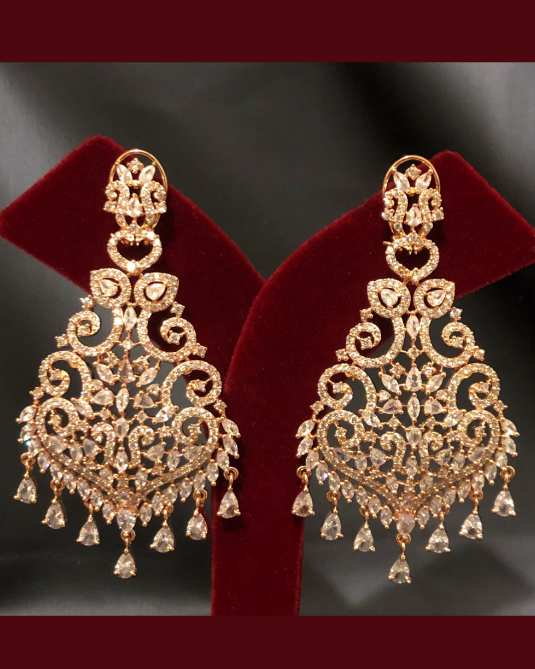 Cubic Zirconia Statement Earrings - Rose Gold