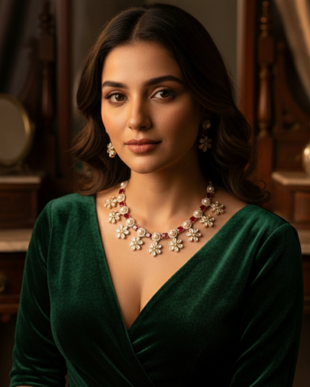 The Royal Rose Bloom Necklace Set