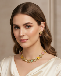 Radiant Crystal & Floral Gold-Tone Set