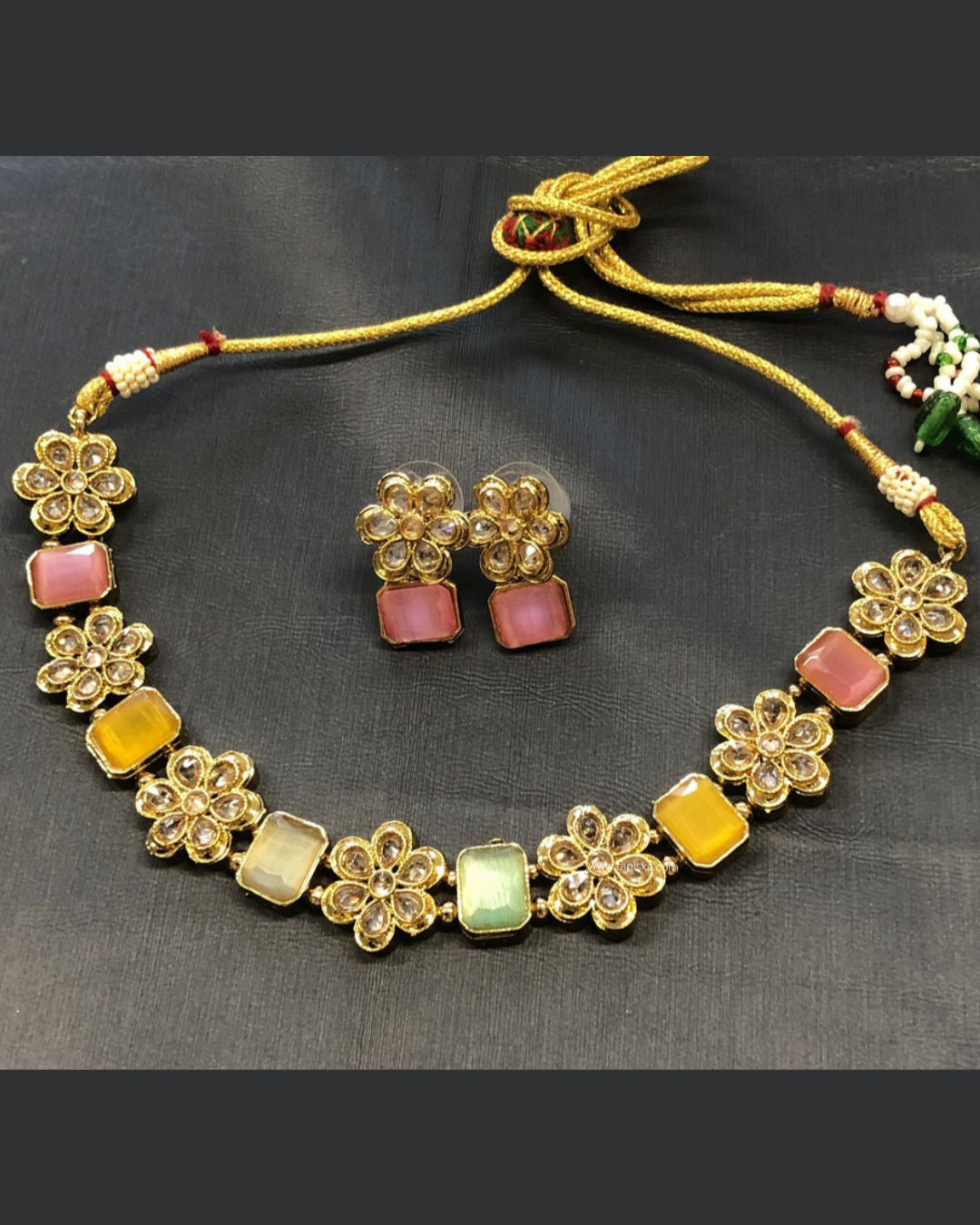 Radiant Crystal & Floral Gold-Tone Set