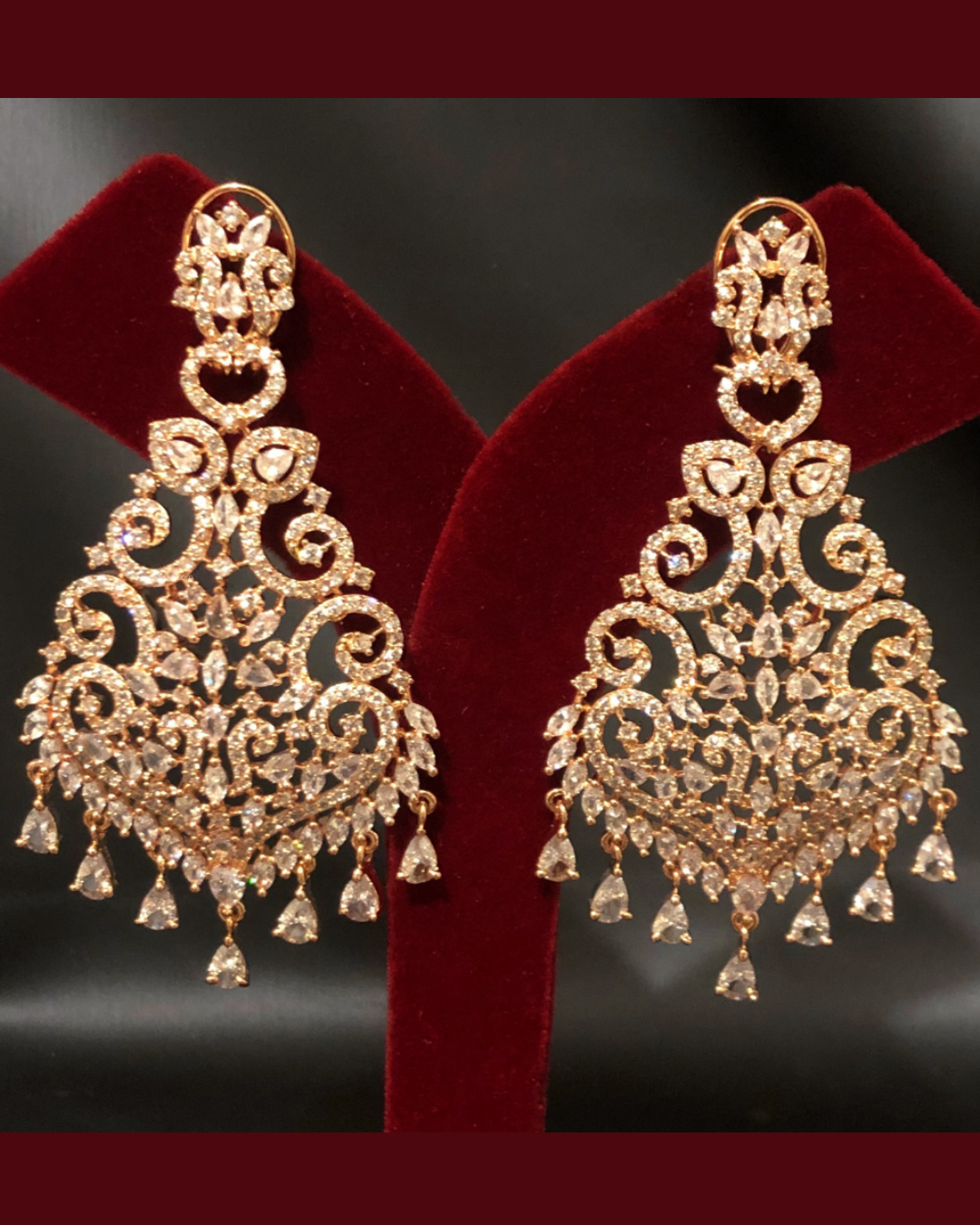 Cubic Zirconia Statement Earrings - Rose Gold