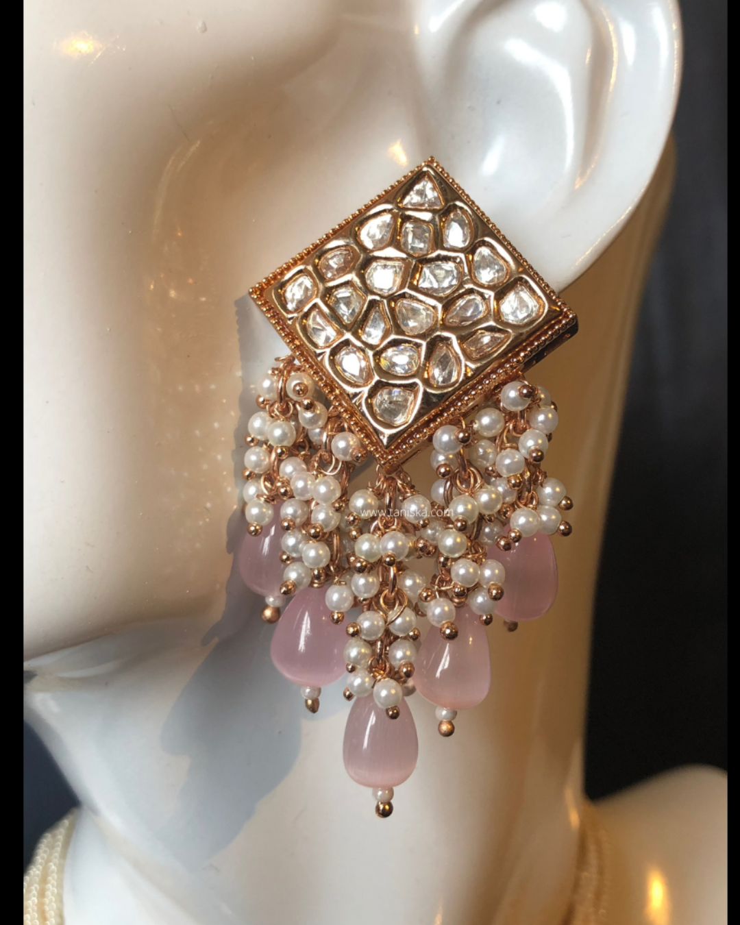 ISHANA Baby Pink Uncut-Kundan Necklace/Choker Set