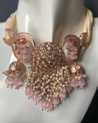 ARSHPREET Baby Pink Uncut-Kundan Necklace/Choker Set