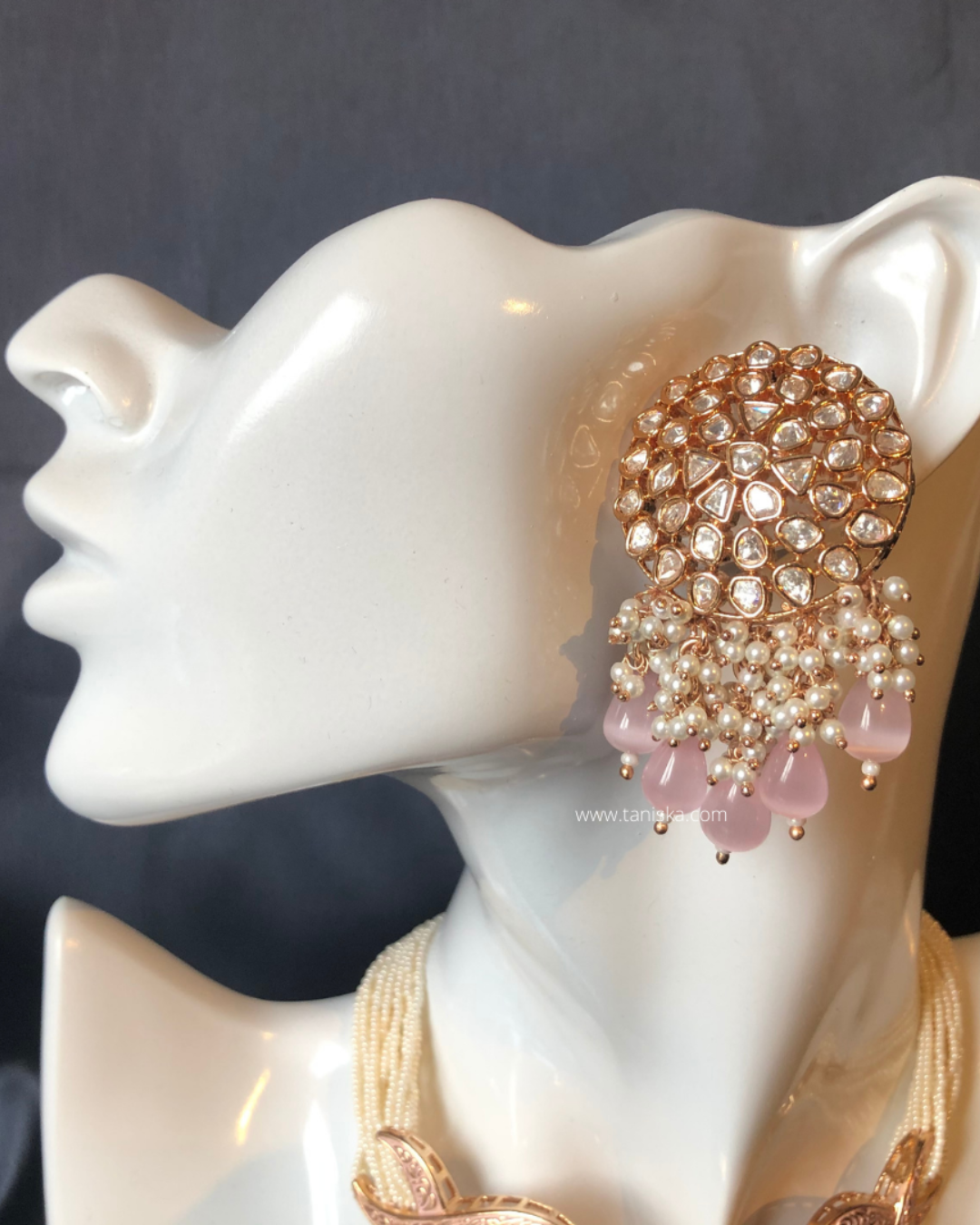 ARSHPREET Baby Pink Uncut-Kundan Necklace/Choker Set