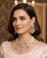 ARSHPREET Baby Pink Uncut-Kundan Necklace/Choker Set