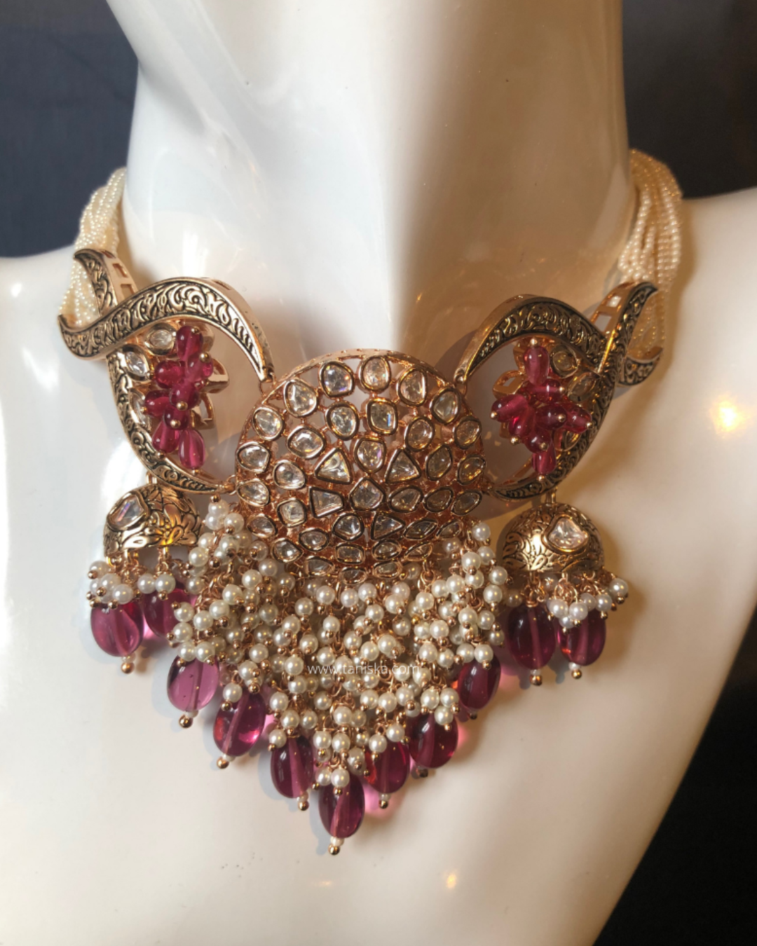 ARSHPREET Ruby Uncut-Kundan Necklace/Choker Set