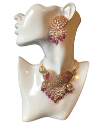 ARSHPREET Ruby Uncut-Kundan Necklace/Choker Set