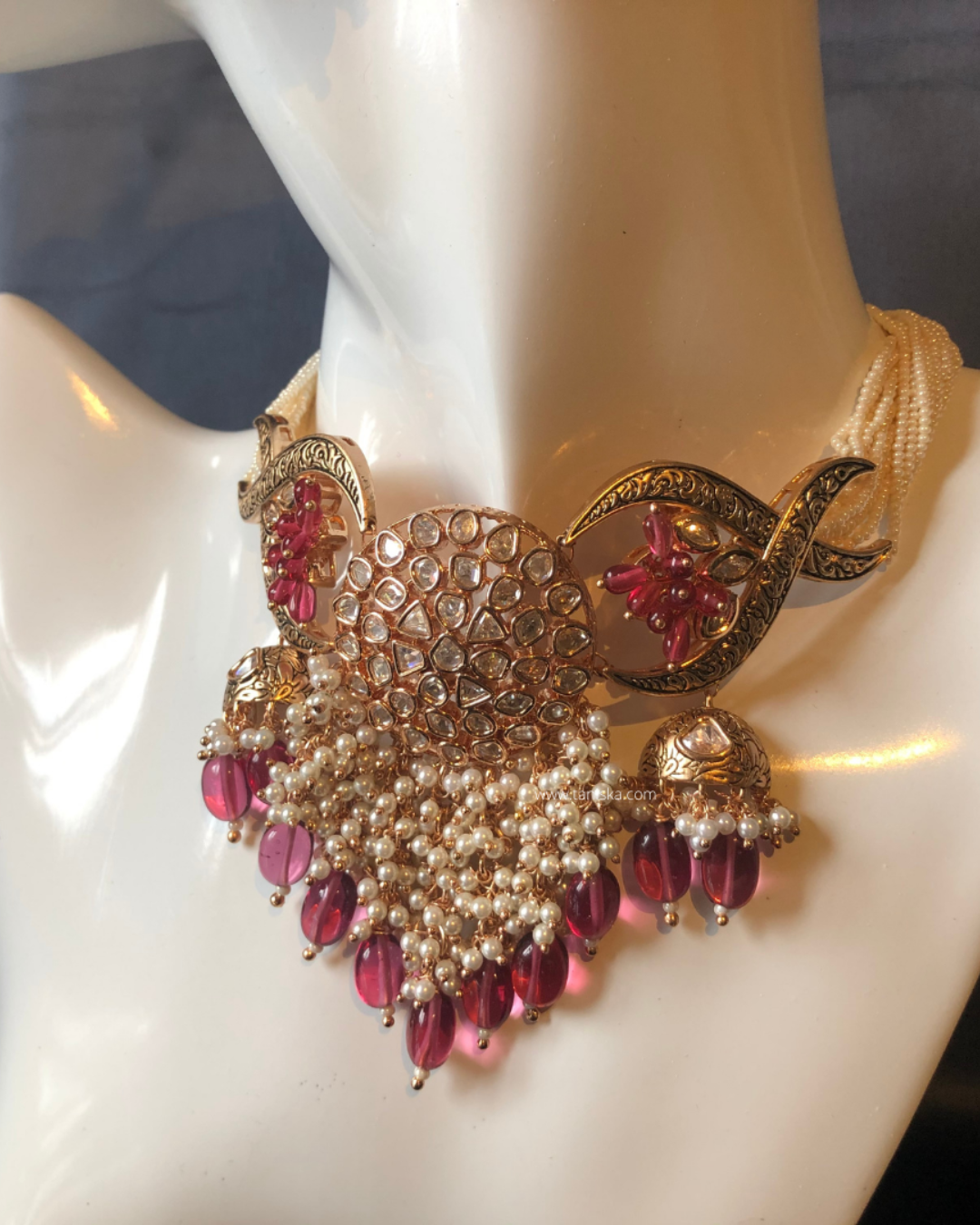 ARSHPREET Ruby Uncut-Kundan Necklace/Choker Set