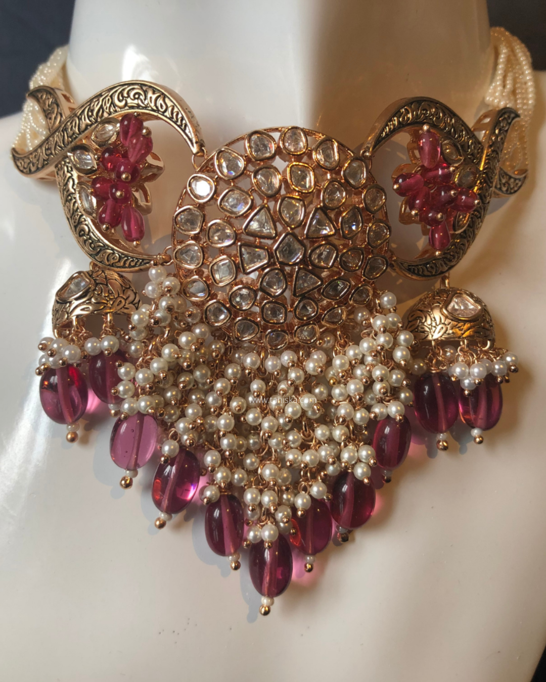 ARSHPREET Ruby Uncut-Kundan Necklace/Choker Set