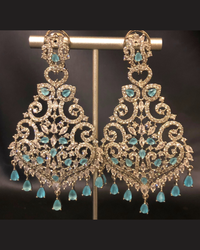 Cubic Zirconia Statement Earrings - Silver/Sky Blue