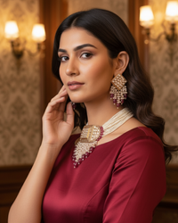 ISHANA Ruby Uncut-Kundan Necklace/Choker Set