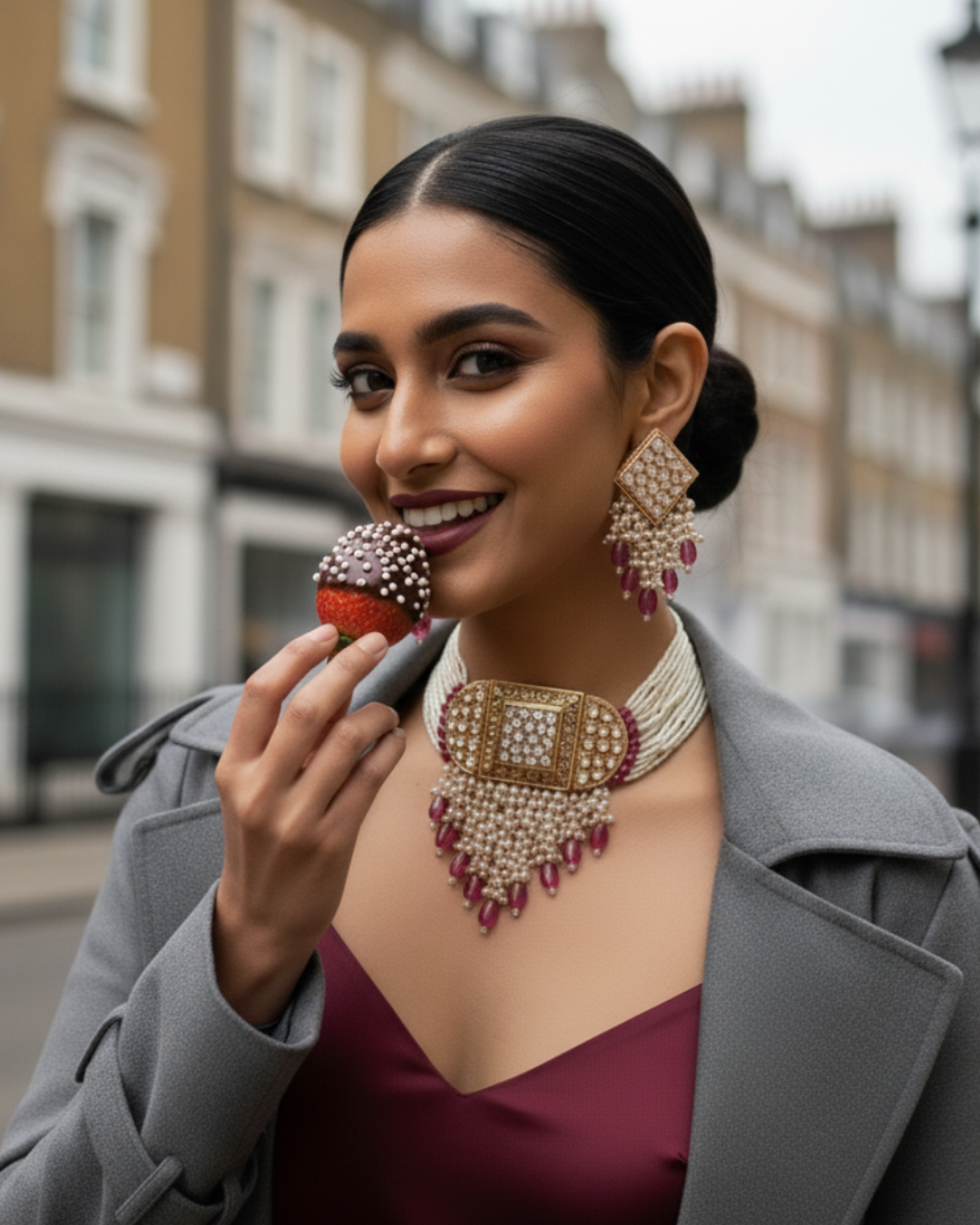 ISHANA Ruby Uncut-Kundan Necklace/Choker Set