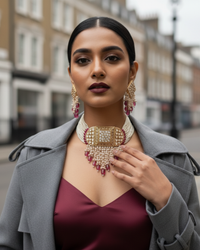 ISHANA Ruby Uncut-Kundan Necklace/Choker Set