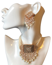 ISHANA Golden Uncut-Kundan Necklace/Choker Set
