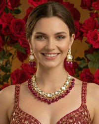 MEEREN Victorian Choker Necklace Set (Ruby)