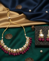 MEEREN Victorian Choker Necklace Set (Ruby)