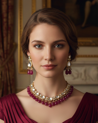 MEEREN Victorian Choker Necklace Set (Ruby)