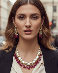 MEEREN Victorian Choker Necklace Set (Ruby)