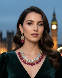 MEEREN Victorian Choker Necklace Set (Ruby)
