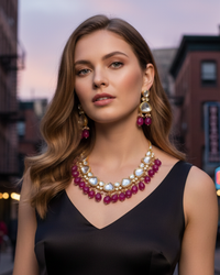 MEEREN Victorian Choker Necklace Set (Ruby)
