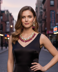 MEEREN Victorian Choker Necklace Set (Ruby)