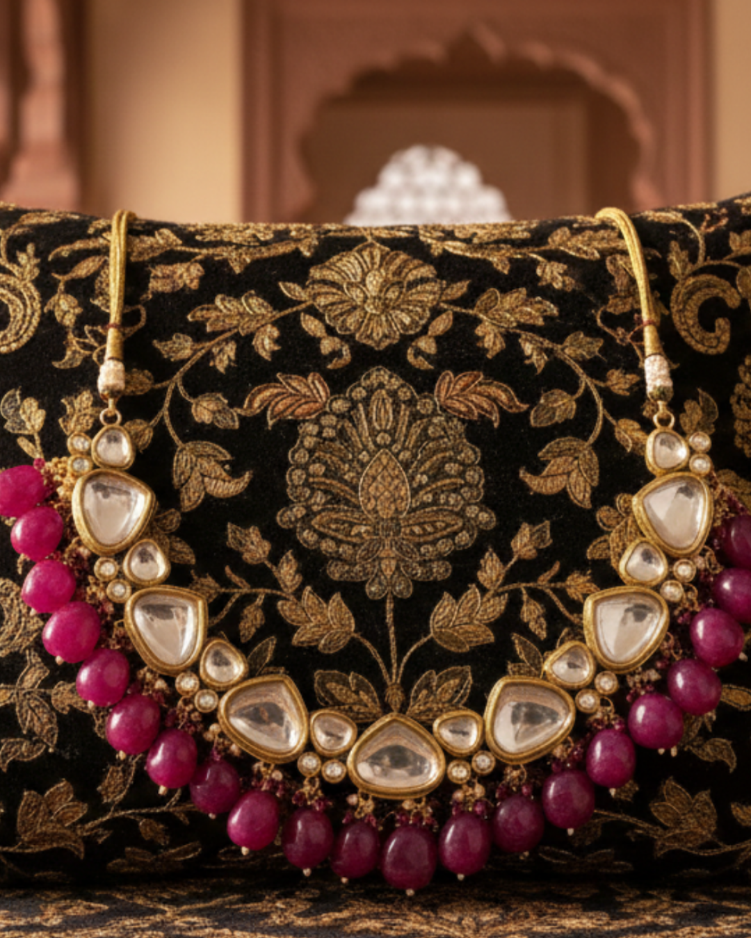 MEEREN Victorian Choker Necklace Set (Ruby)