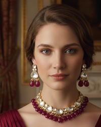 MEEREN Victorian Choker Necklace Set (Ruby)