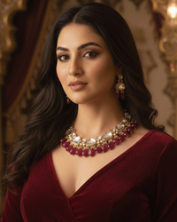 MEEREN Victorian Choker Necklace Set (Ruby)
