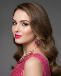 MEEREN Victorian Choker Necklace Set (Hot Pink)