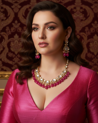 MEEREN Victorian Choker Necklace Set (Hot Pink)