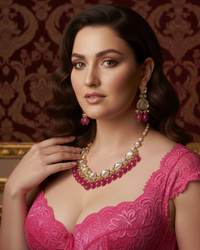 MEEREN Victorian Choker Necklace Set (Hot Pink)