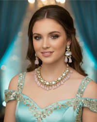 MEEREN Victorian Choker Necklace Set (Baby Pink)
