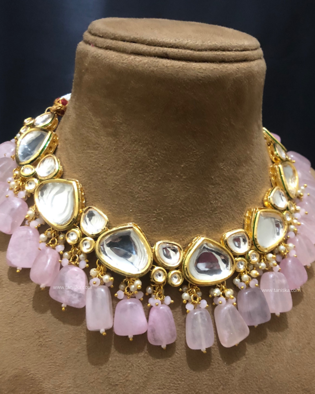 MEEREN Victorian Choker Necklace Set (Baby Pink)